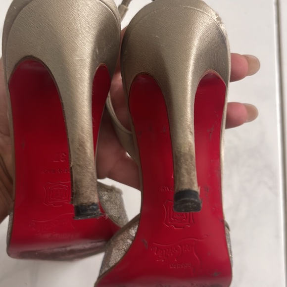 Authentic Christian Louboutin | Size 37 EU / Size 7 US | Silver Lace Slingback - Picture 10 of 11